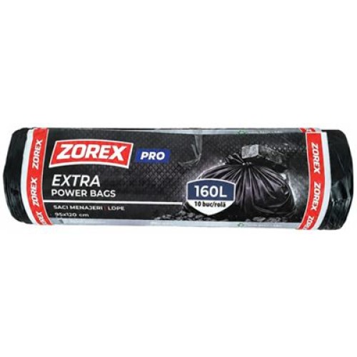 Saci menajeri Zorex Pro, 160L, negru, 10 buc/rola Saci menajeri Zorex Pro, 160L, negru, 10 buc/rola