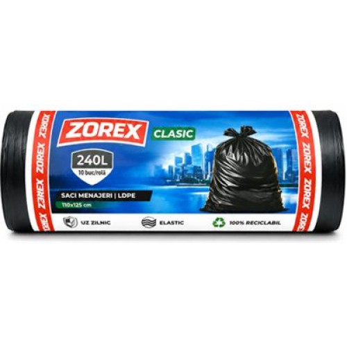 Saci menajeri Zorex Basic, 240L, negru, 10 buc/rola Saci menajeri Zorex Basic, 240L, negru, 10 buc/rola