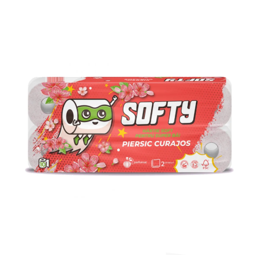 Hârtie igienică SOFTY Piersică, 2 straturi, 10 role/set Hârtie igienică SOFTY Piersică, 2 straturi, 10 role/set