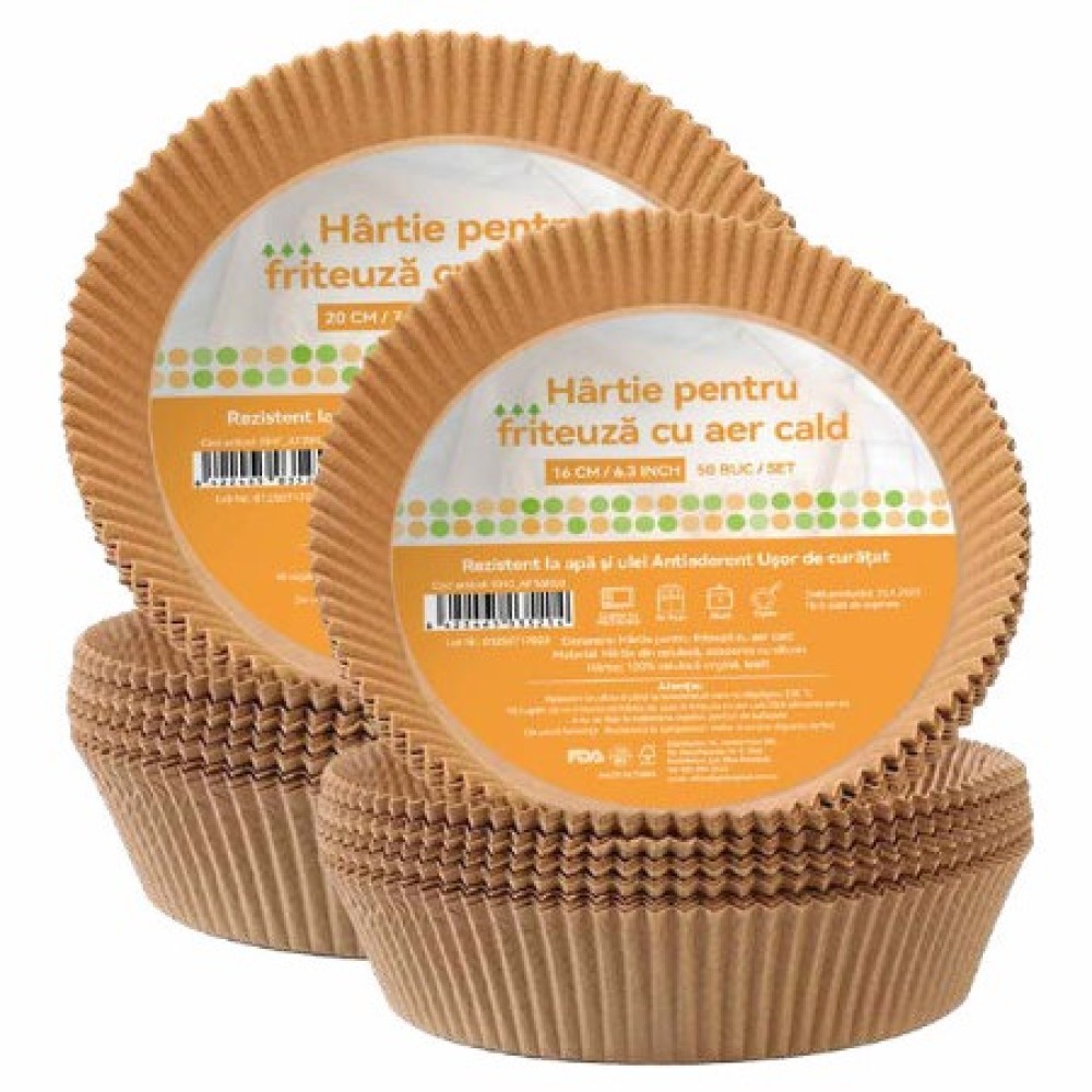 Hârtie de Copt Rotundă Airfryer 16x4.5 cm, 50 Buc/Set