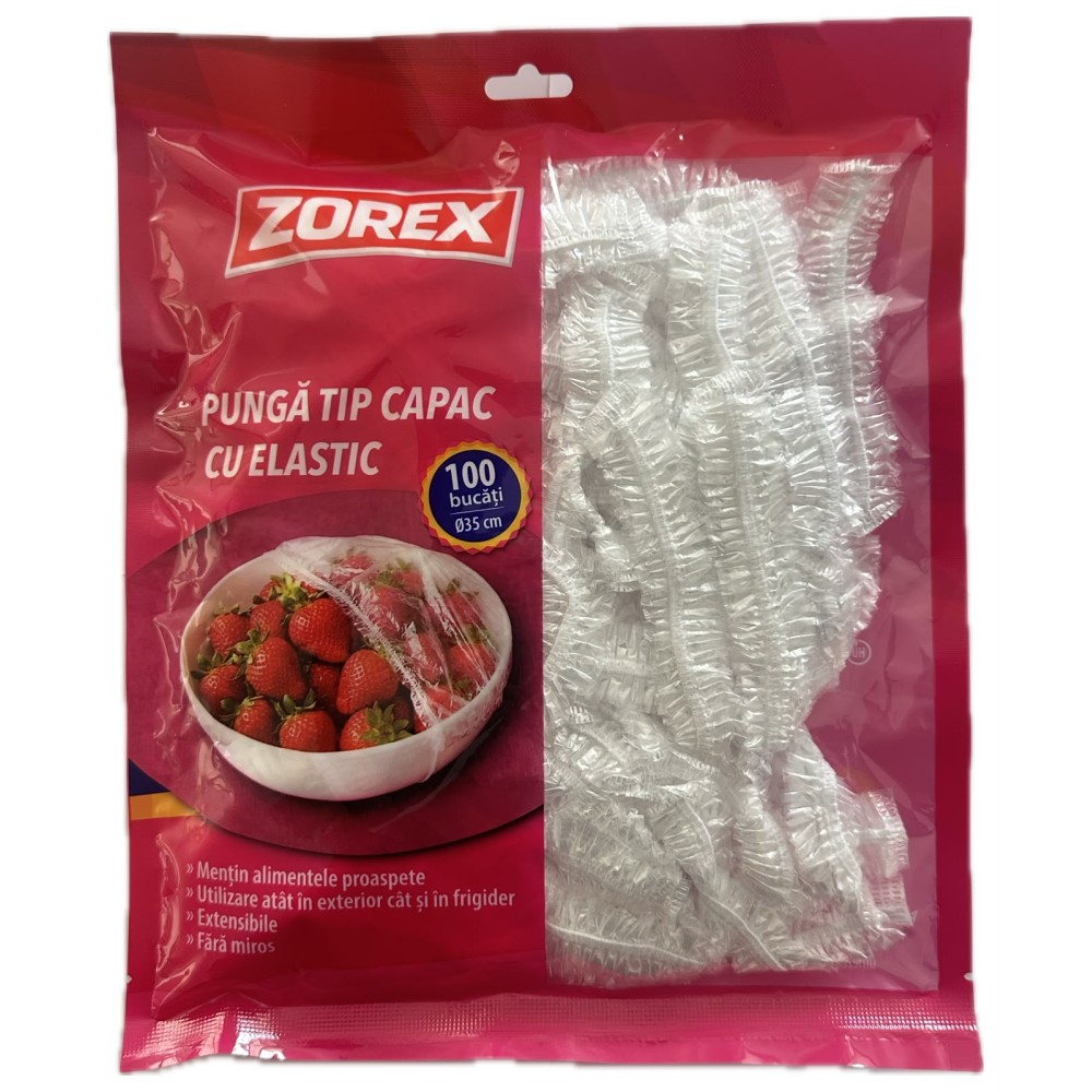Pungă Tip Capac cu Elastic ZOREX 35 cm 100 bucăți/set Pungă Tip Capac cu Elastic ZOREX 35 cm 100 bucăți/set