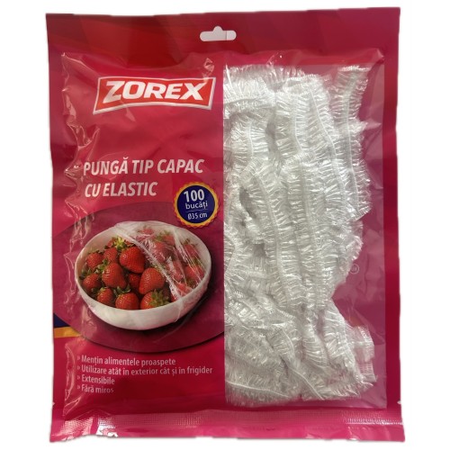 Pungă Tip Capac cu Elastic ZOREX 35 cm 100 bucăți/set