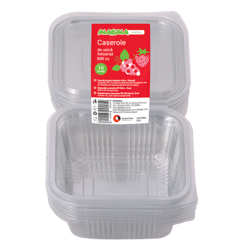 Caserole PET cu capac rectangulare Alabala Avantaj 500 cc 10 bucati / set Caserole PET cu capac rectangulare Alabala Avantaj 500 cc 10 bucati / set