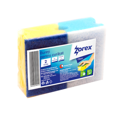 Bureti cu canelura Zorex Clasic fibra abraziva normal și teflon Bureti cu canelura Zorex Clasic fibra abraziva normal și teflon