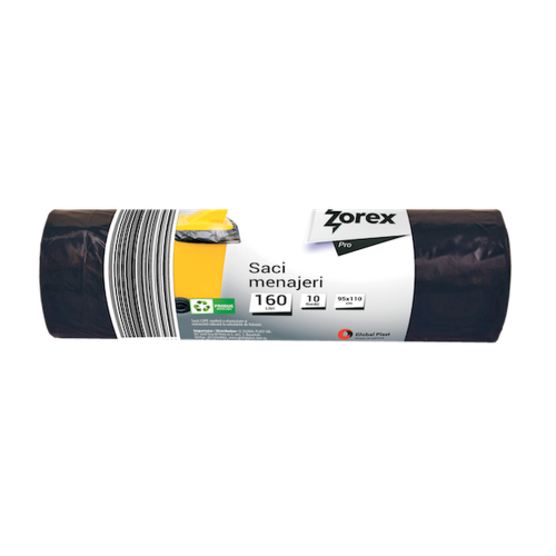 Saci menajeri Zorex Pro, 160L, negru, 10 buc/rola Saci menajeri Zorex Pro, 160L, negru, 10 buc/rola