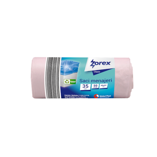 Saci menajeri Zorex Clasic, 35L, alb, 50 buc/rola Saci menajeri Zorex Clasic, 35L, alb, 50 buc/rola