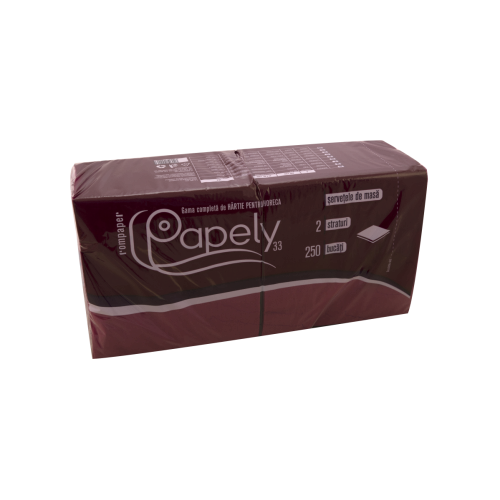 Șervețele de masă bordo, 2 straturi, 33x33 cm, 250 bucăți