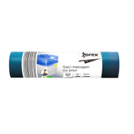 Saci menajeri cu șnur Zorex Pro, 60L, albastru, 10 buc/rolă