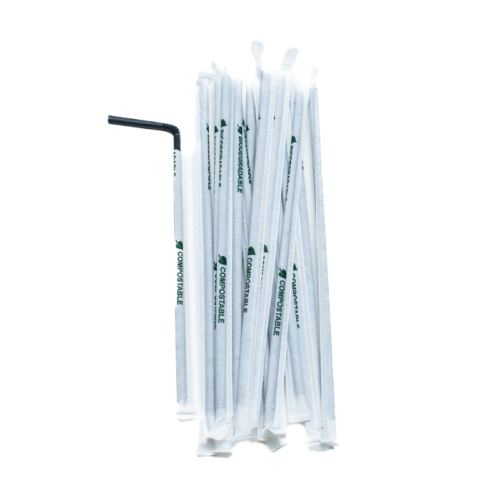 Paie negre bio, flexibile, ambalate individual, 24 cm, 400 bucati