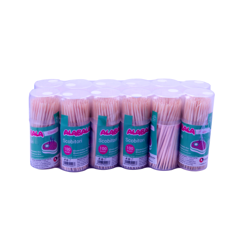 Scobitori Alabala Clasic în tub plastic 100 bucati / set Scobitori Alabala Clasic în tub plastic 100 bucati / set